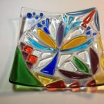 fused glass square plate Summer Dreams