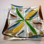 fused glass square plate Summer Dreams