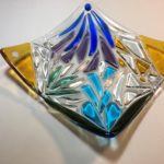 fused glass square plate Summer Dreams