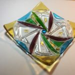 fused glass square plate Summer Dreams