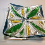 fused glass square plate Summer Dreams