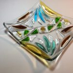 fused glass square plate Summer Dreams