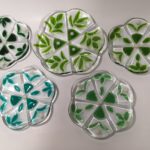 set of fused glass plates Shades of Grass