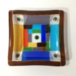 fused glass square plate Playful Blocks