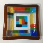 fused glass square plate Playful Blocks