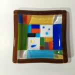 fused glass square plate Playful Blocks