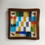 fused glass square plate Playful Blocks