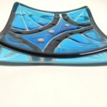 fused glass square plate Carriage Wheels