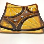 fused glass square plate Carriage Wheels