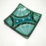 fused glass square plate Carriage Wheels