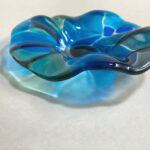 fused glass bowl Blue Flower