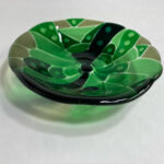 fused glass bowl Green Moss