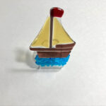 fused glass candle holder Ship